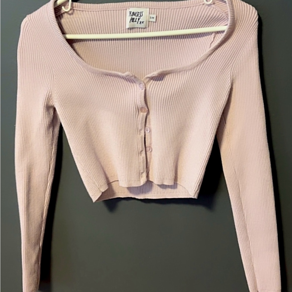 Princess Polly Light Pink Ribbed Crop Top